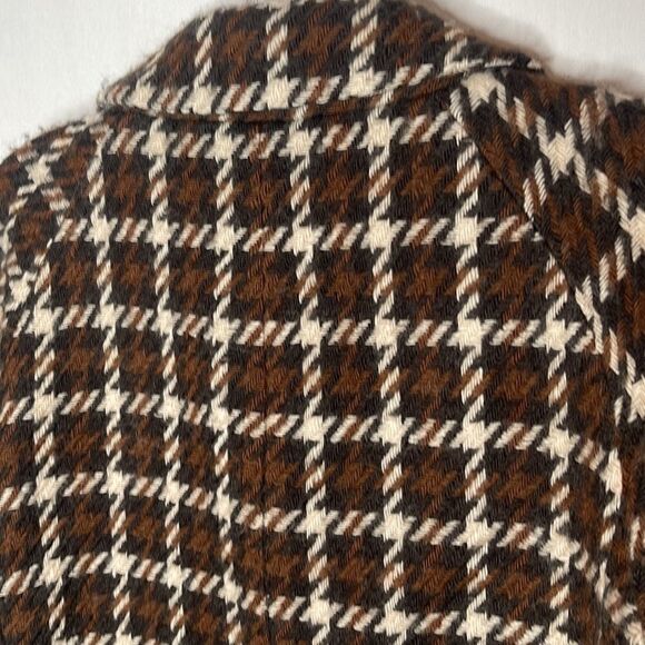Banana Republic 99% Wool Brown/Black Plaid/Houndstooth Jacket. Size Medium. - Picture 7 of 9